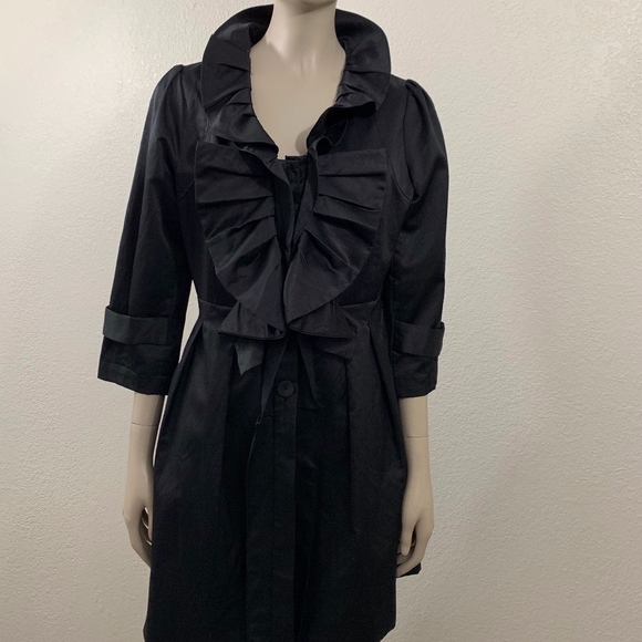 Ryu Jackets & Blazers - Ryu | Button Up Ruffle Front Dress Trench Coat